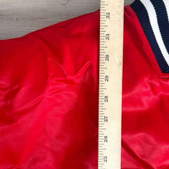 Vintage 90's Majestic Varsity Jacket MLB New York Yankees Satin Red Mens Sz 4XL - Picture 10 of 11